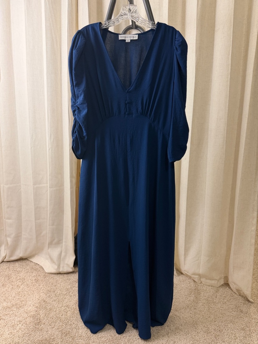 Emma & Michele Navy Blue V-Neck Maxi Size M